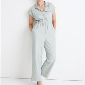 Madewell Zip Up Coveralls in Mint
